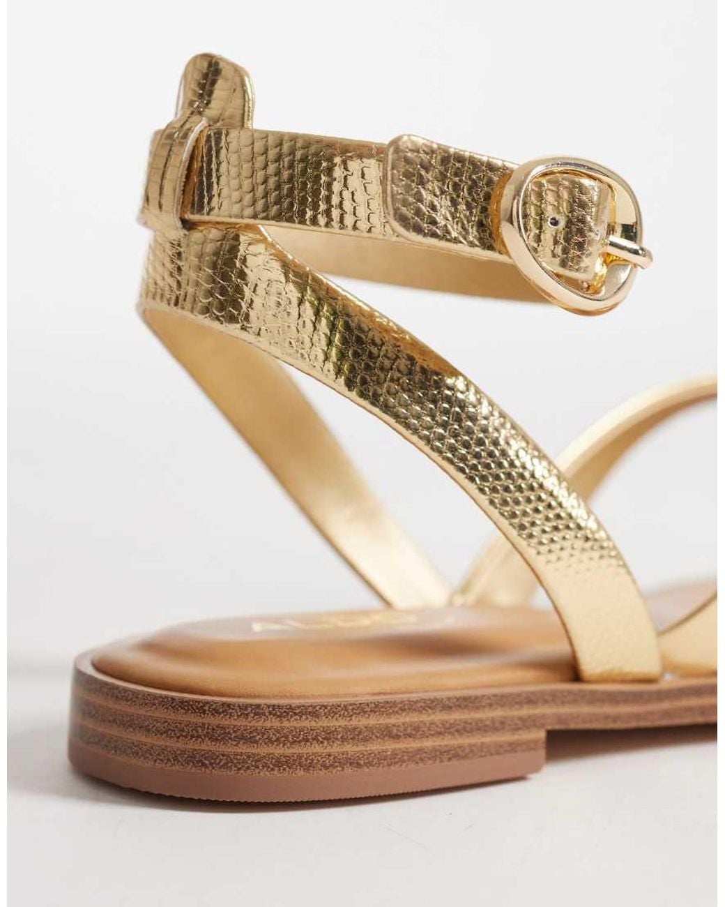 ALDO Metallic Daressi Thong Flat Sandals With Ankle Strap
