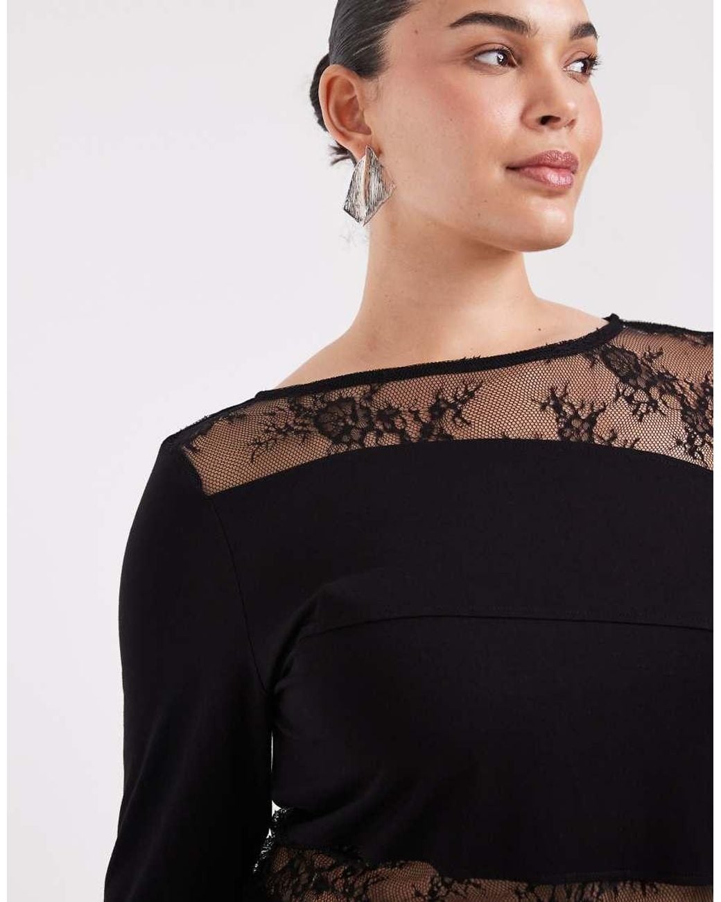 Noisy May Black Lace Inscert Top