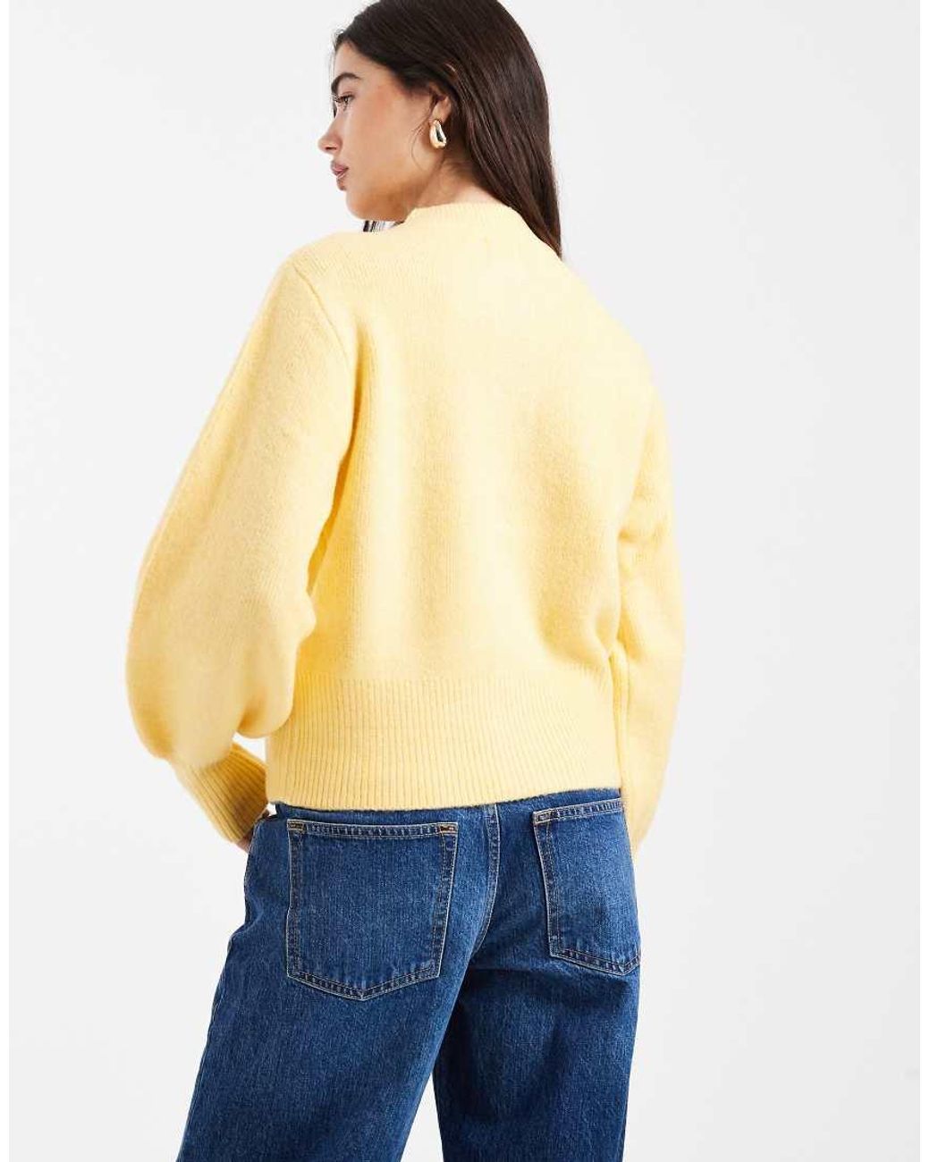 ASOS Blue Compact Fluffy Cardigan With Structured Sleeve
