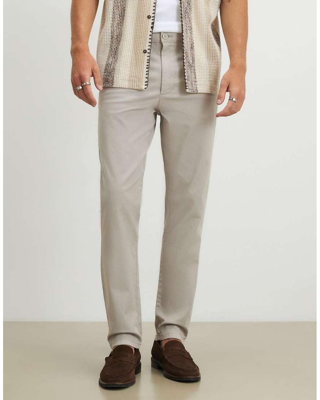 River Island White Skinny Fit Chino Trousers for men