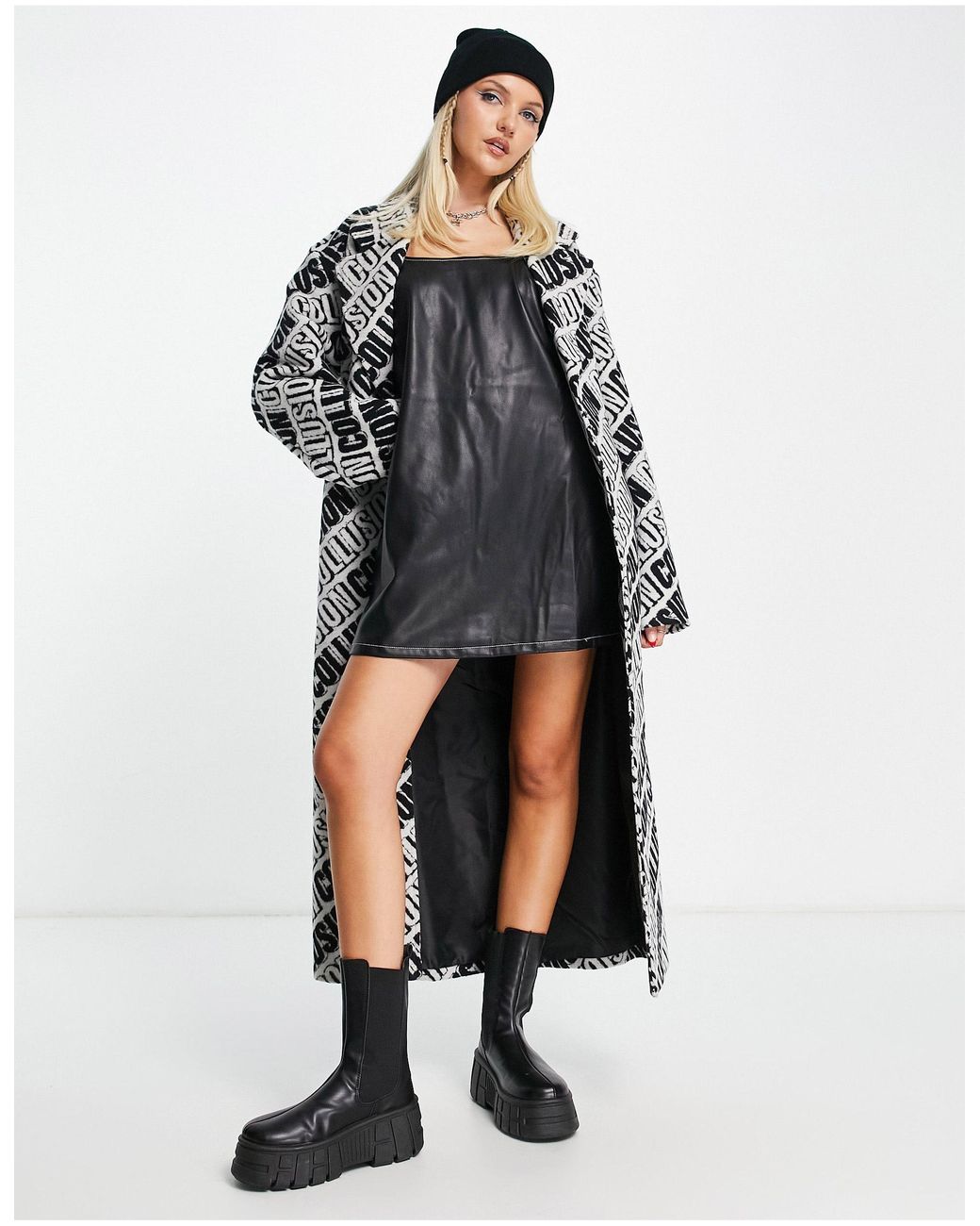 Collusion All Over Print Formal Coat in Grey Lyst Australia