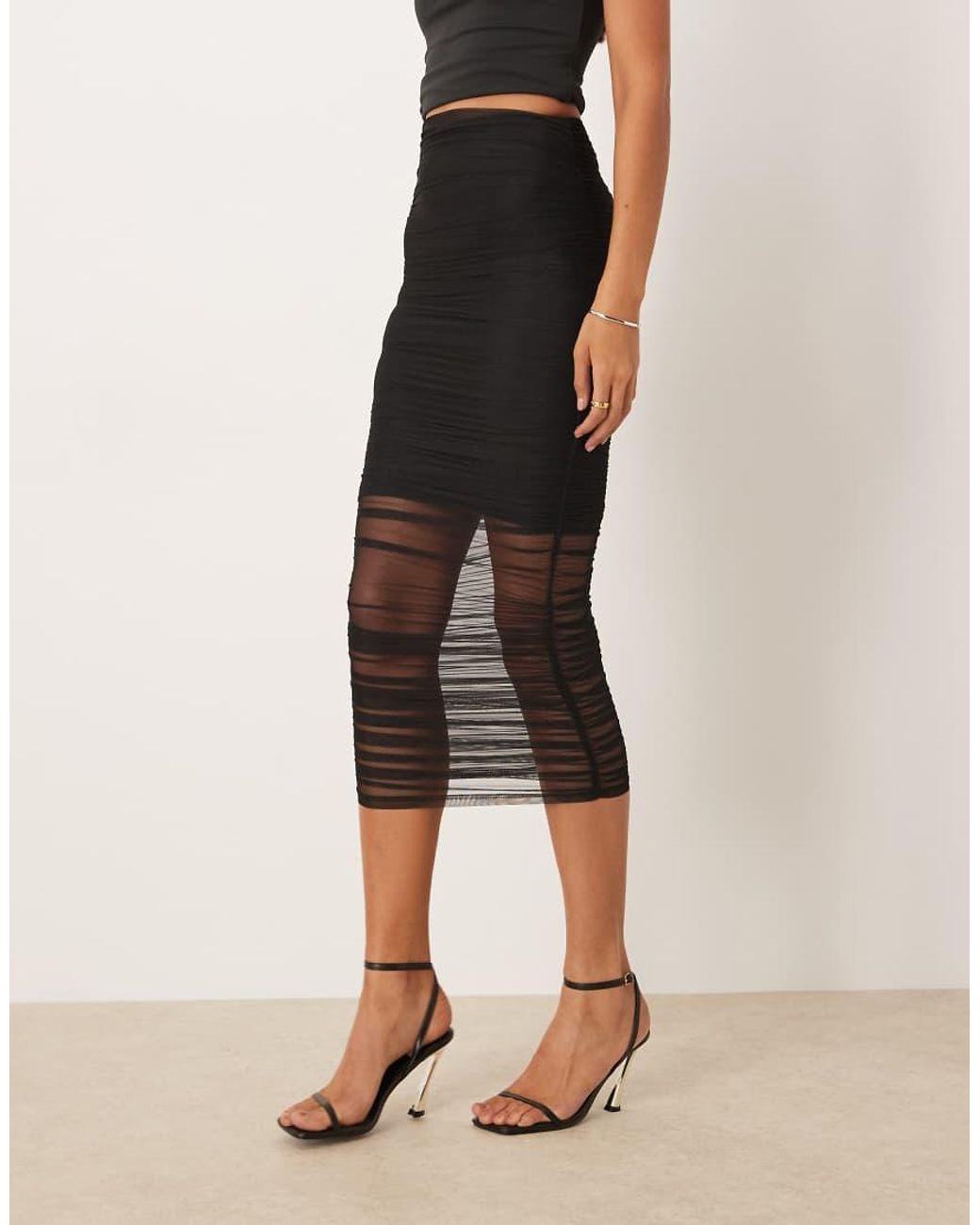NARRATED Natural Ruched Maxi Skirt