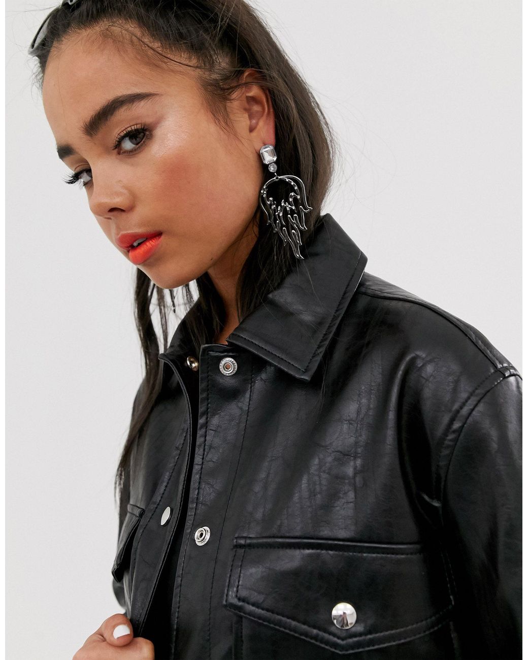 Hemdjacke aus kunstleder bershka Sale
