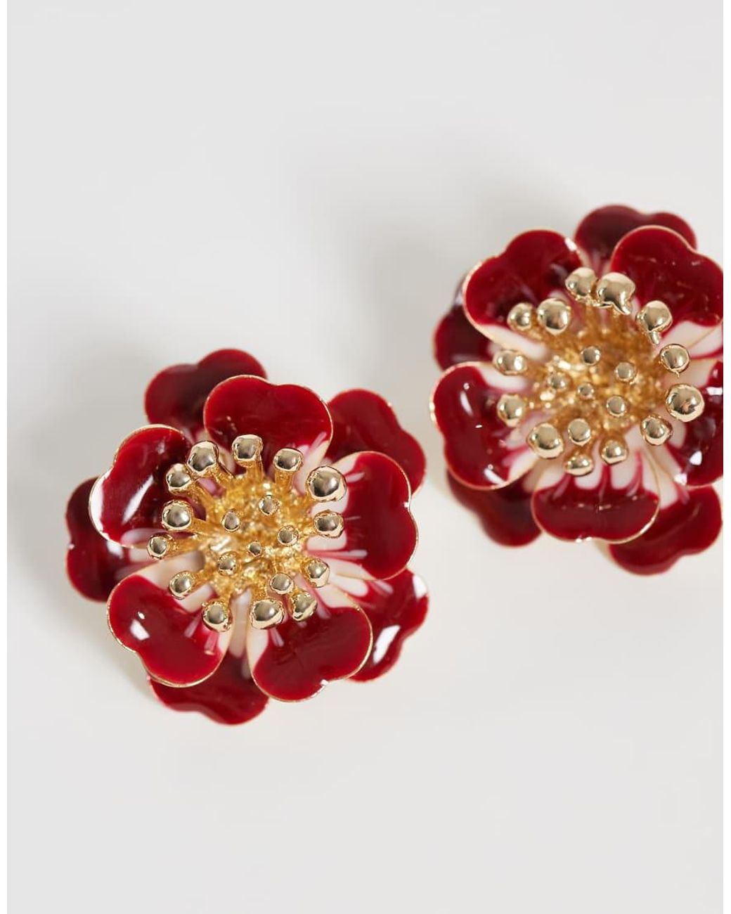 Accessorize Red Enamel Flower Mini Stud Earring