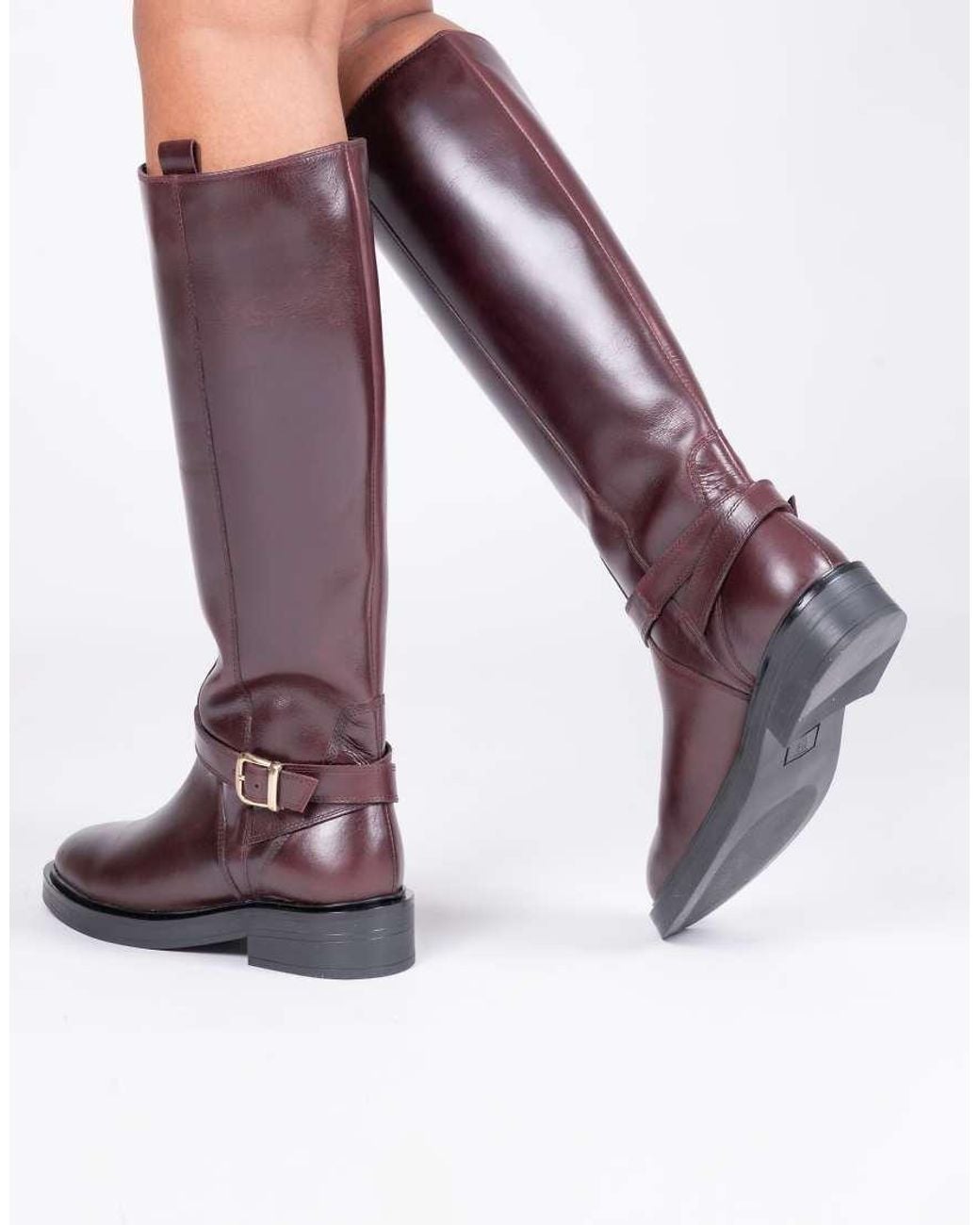 OFF THE HOOK Purple Warren Leather Knee-High Riding Boots