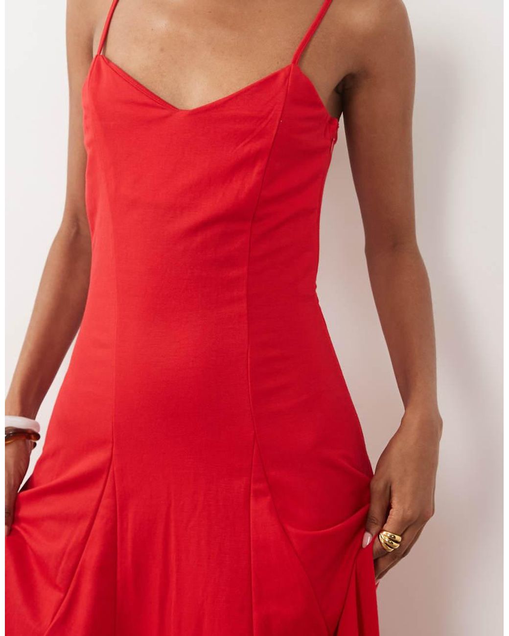 Mango Red Strappy Cami Maxi Dress