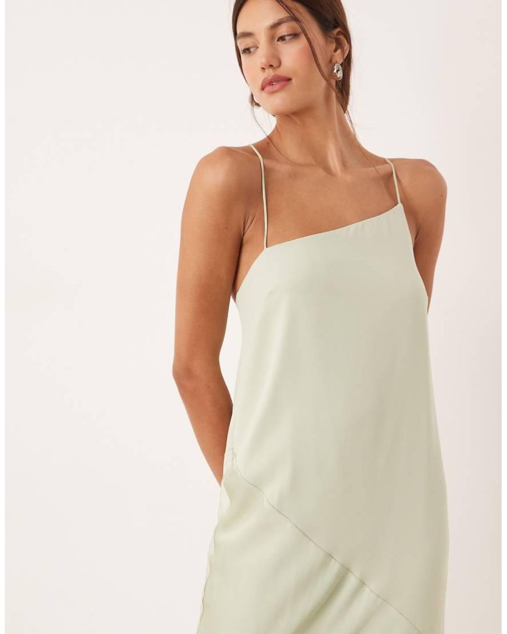 ASOS Natural Draped Satin Chiffon Cami Maxi Dress