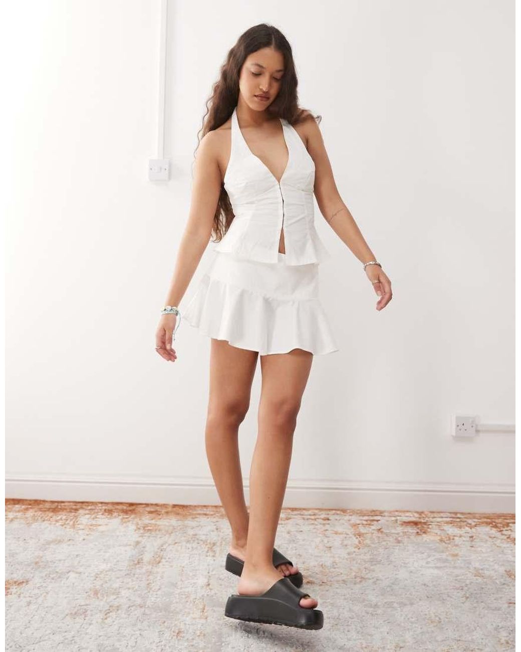 Weekday Pink Co-Ord Frill Mini Skirt
