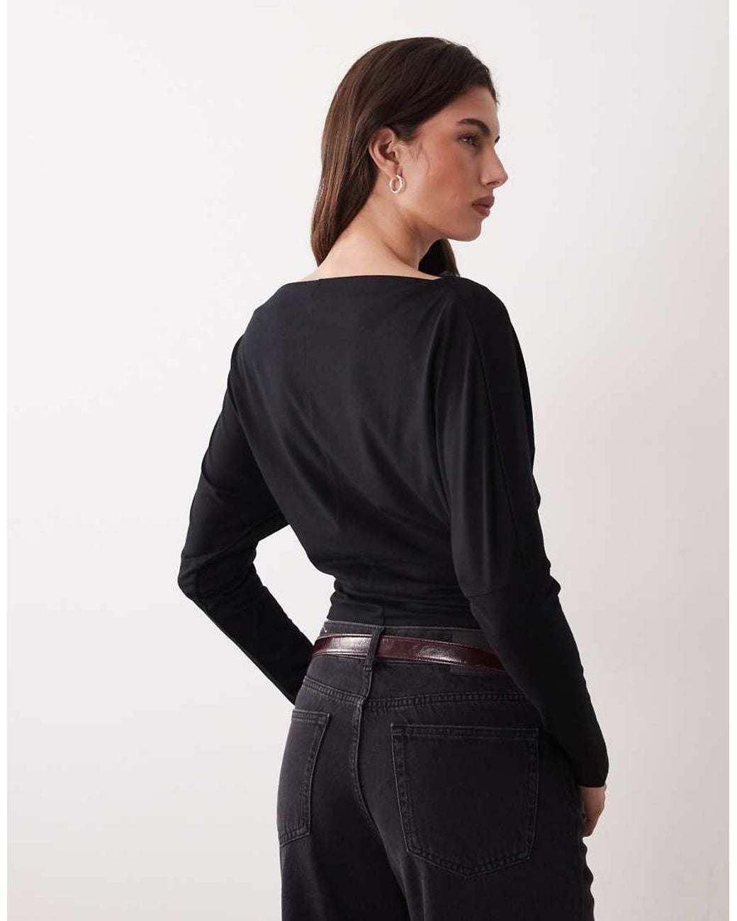 Gina Tricot Blue Asymmetric Cinched Waist Top