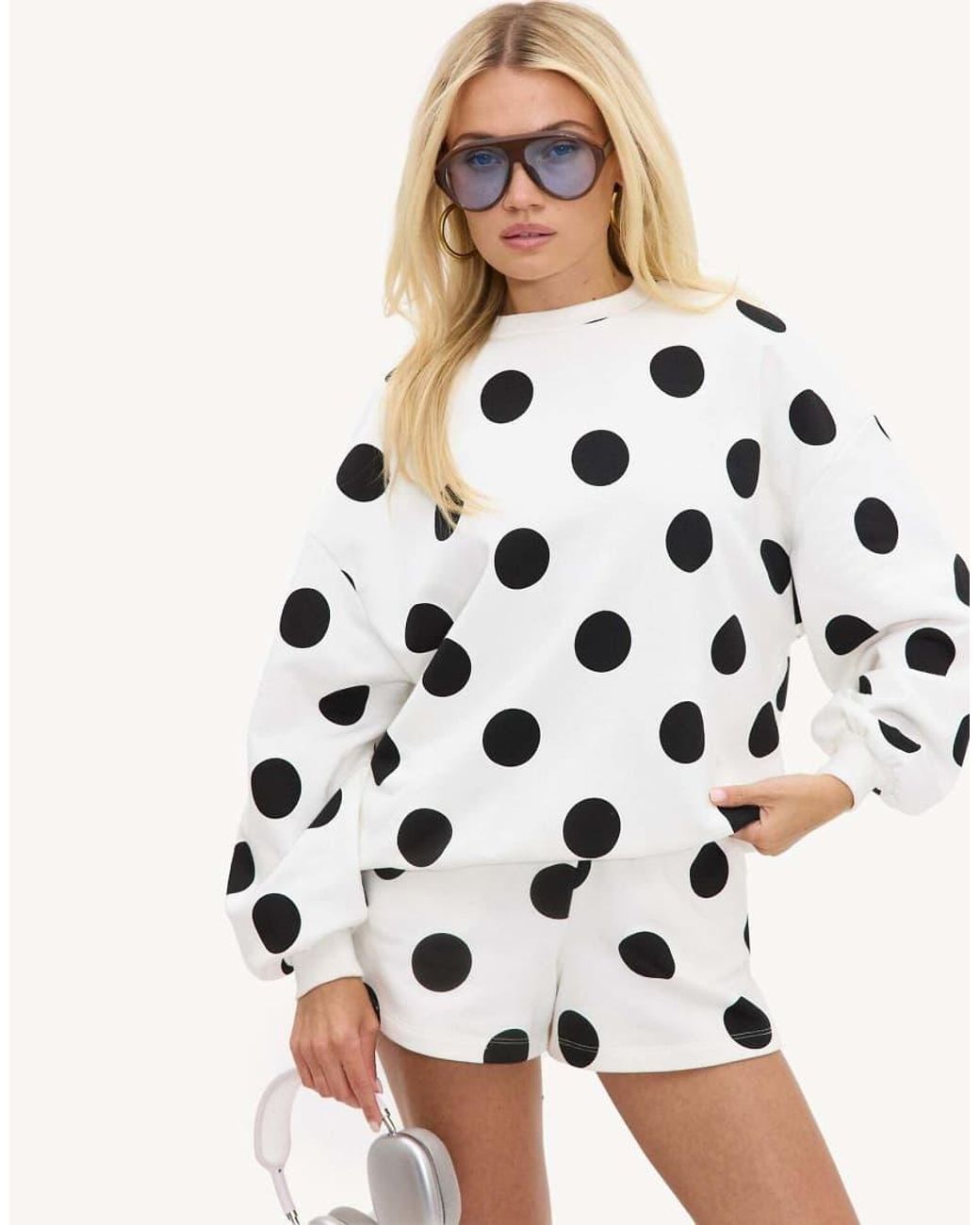Loavies Natural Heart Of The Moment Sweater With Polka Dots