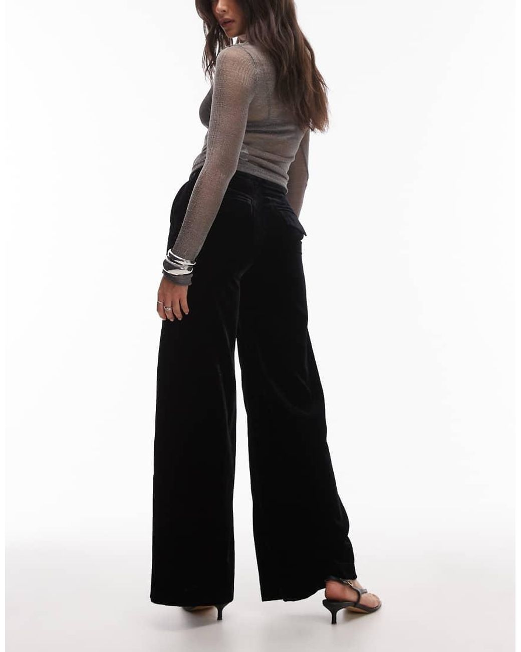 & Other Stories Blue Wide Leg Velvet Trousers