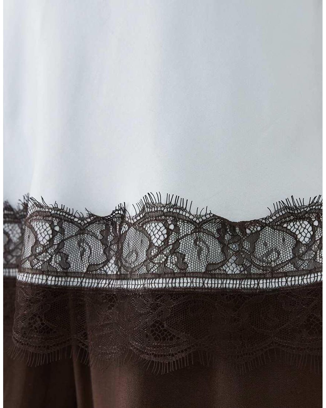 ASOS Brown Satin Lace Trim Longline Cami Top