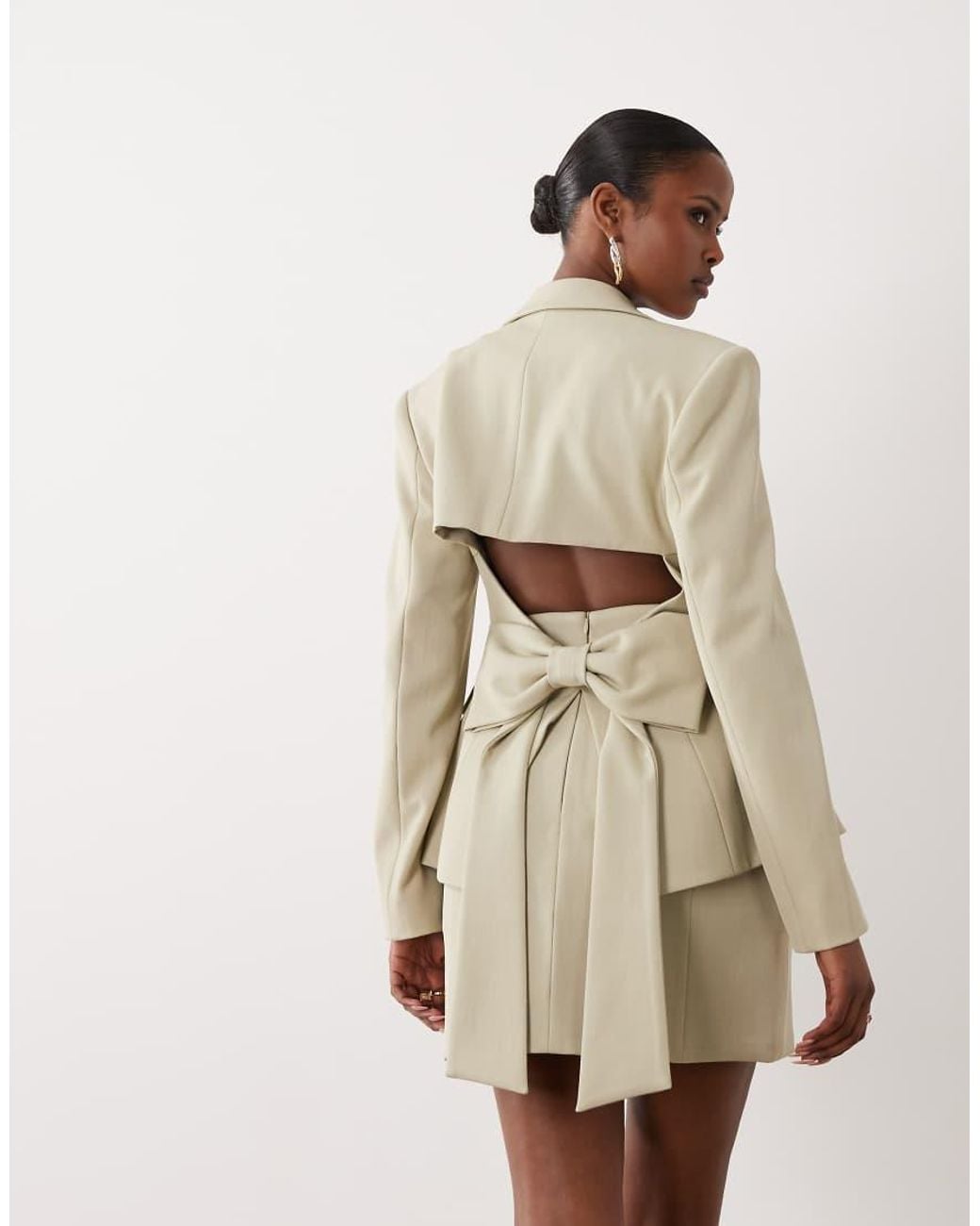 ASOS Natural Co-ord Tailored Blazer With Waist Detail