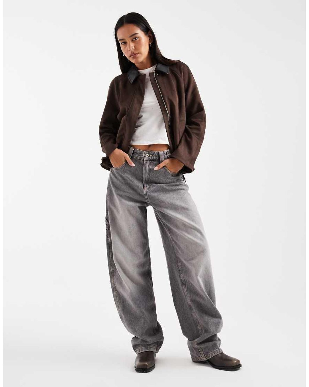 ONLY Brown Faux Suede Jacket With Contrast Collar