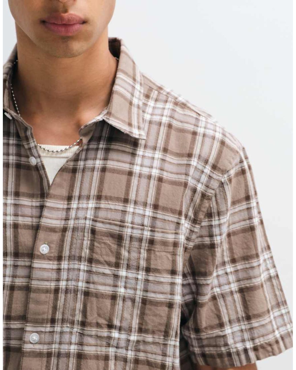 Hollister Brown Boxy Short Sleeve Shirt for men