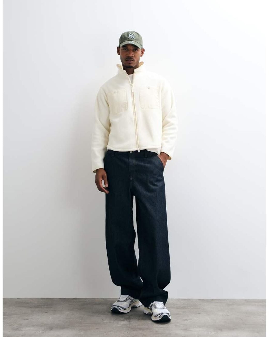 BLKVIS White Logo Zip Through Fleece Jakcet for men