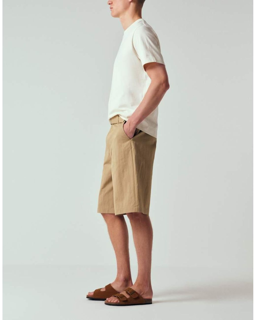 ASOS Lange Short in het Natural voor heren