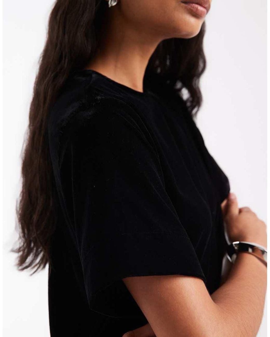 ASOS Black Mini Velvet T Shirt Dress