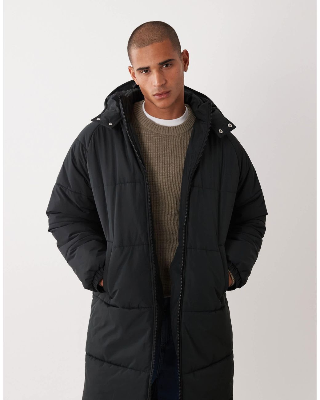 ASOS Blue Longline Puffer Jacket for men
