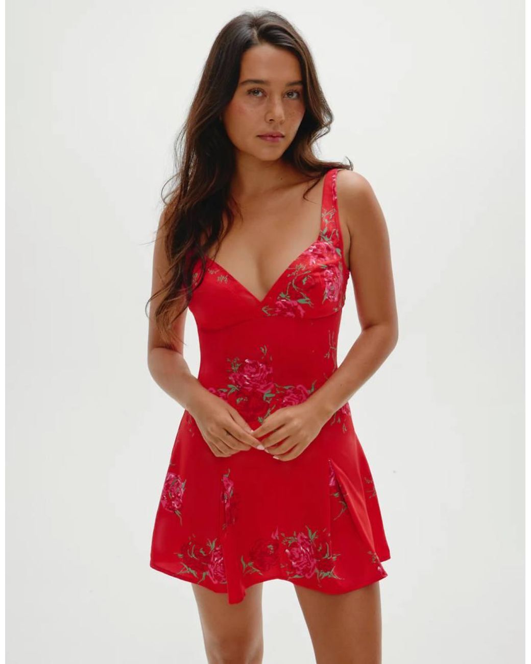 Frankie's Bikinis Red Siren Satin Mini Dress