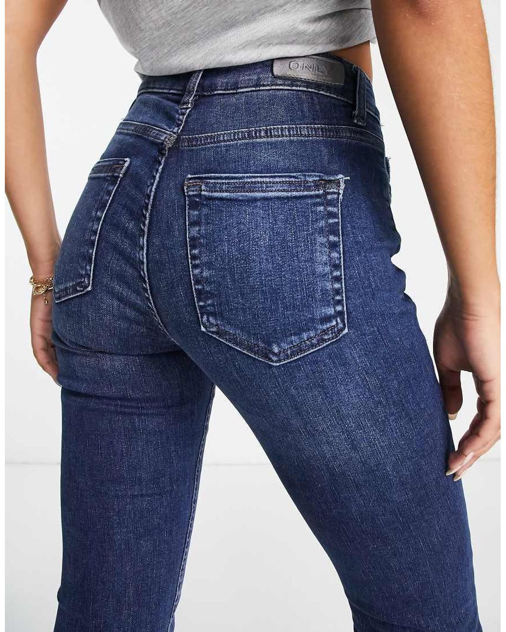 ONLY Blue Blush Mid Waisted Flared Jeans