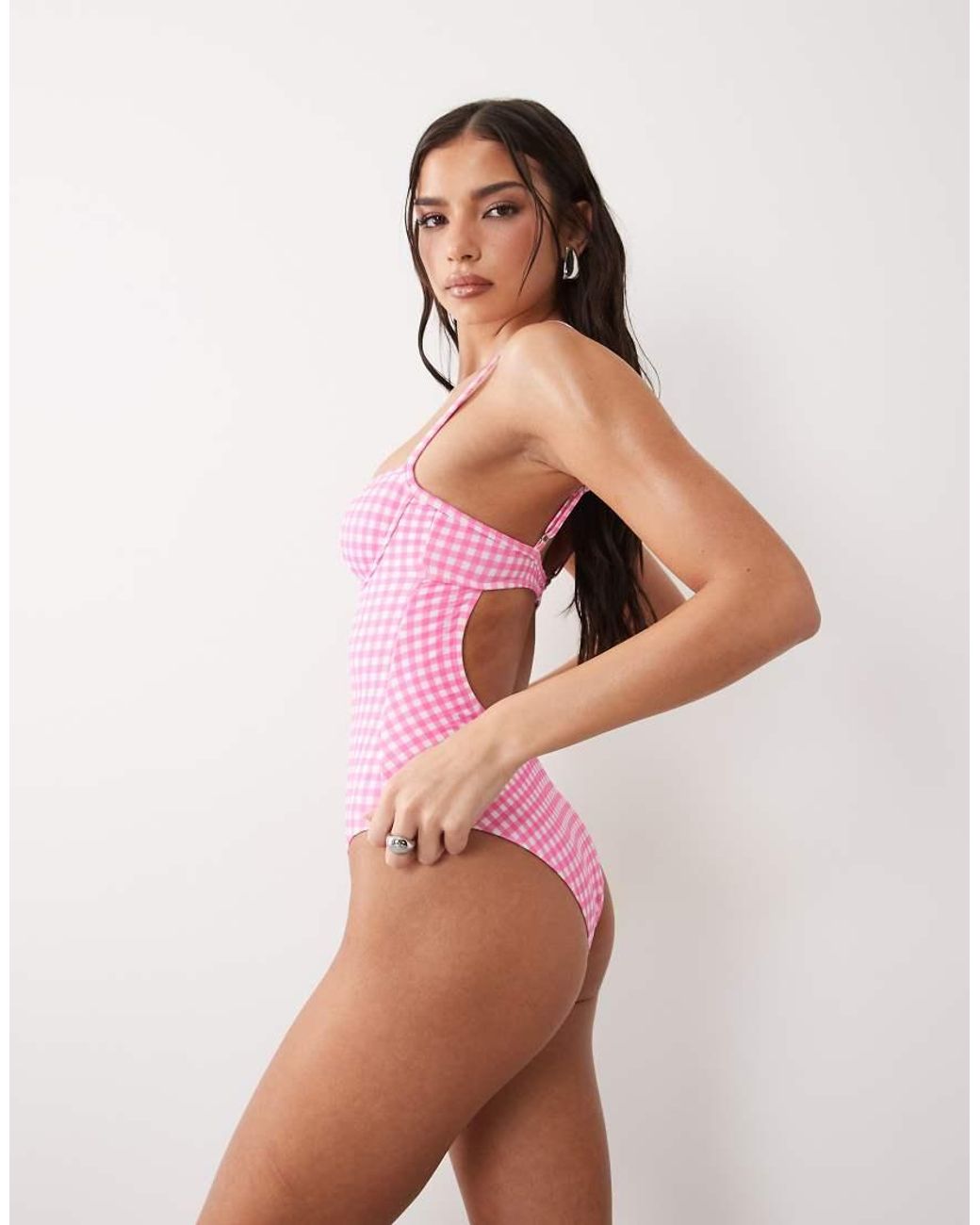 Free Society Pink Gingham Underwire Swimsuit