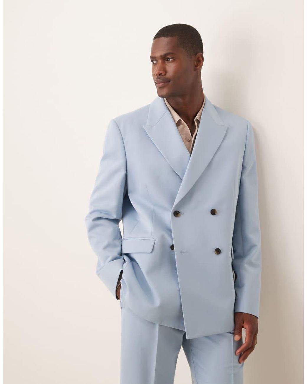 ASOS White Relaxed Double Breasted Suit Jacket for men