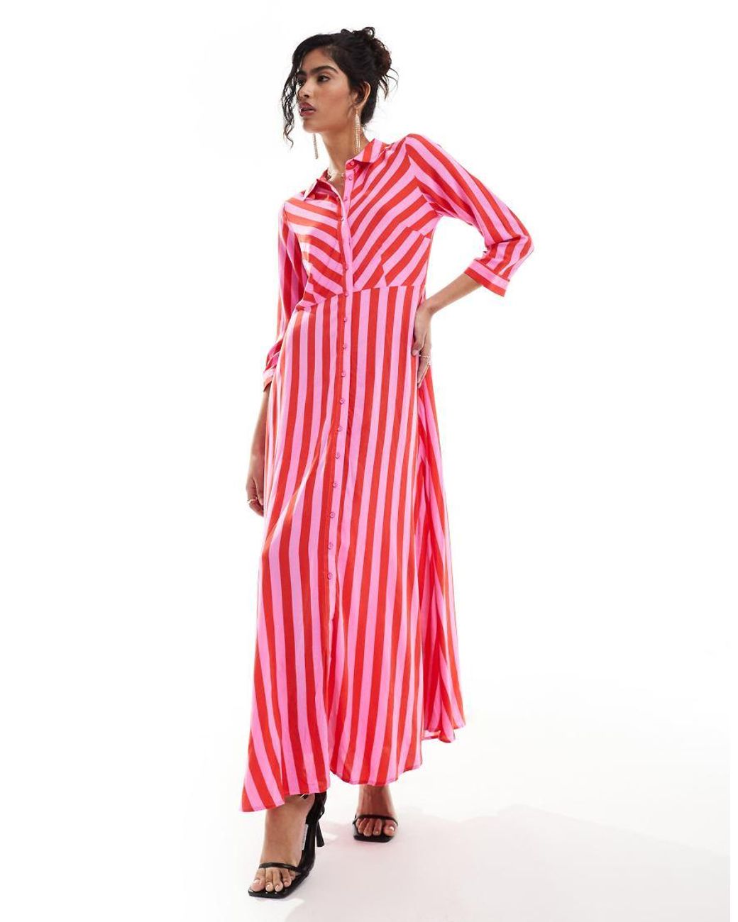 Y.A.S Red Maxi Shirt Dress