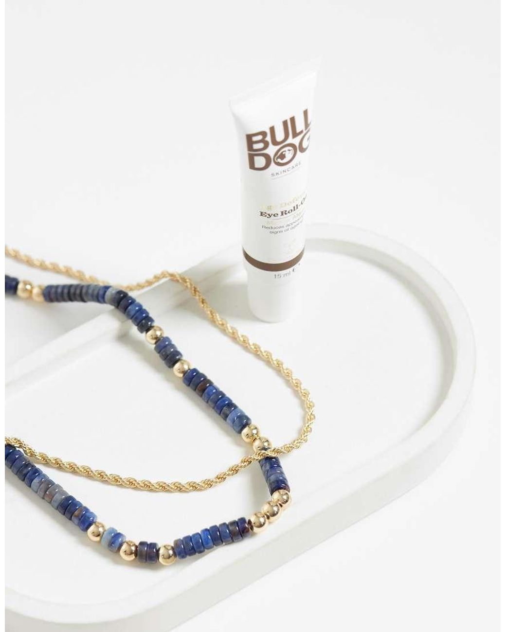 ASOS Blue 2 Pack Flat Rounded Edge Beaded And Rope Chain Necklace for men