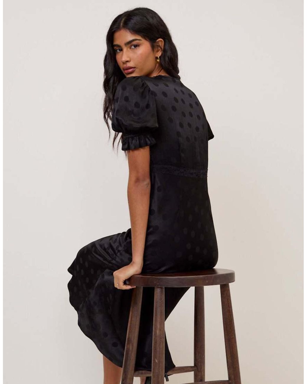 Nobody's Child Blue Polka Dot Jacquard Angela Midi Dress
