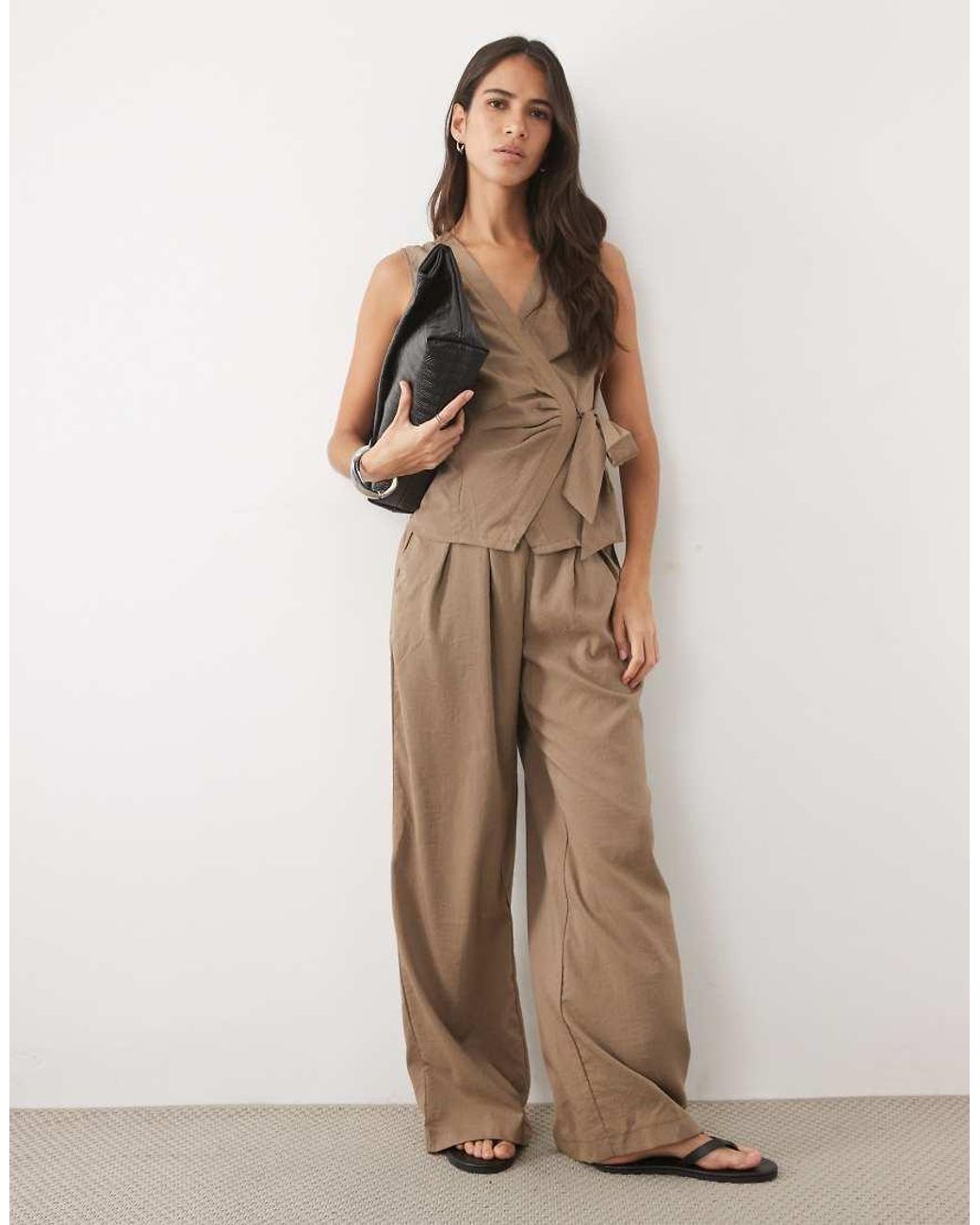 Threadbare Brown Wrap Front Waistcoat