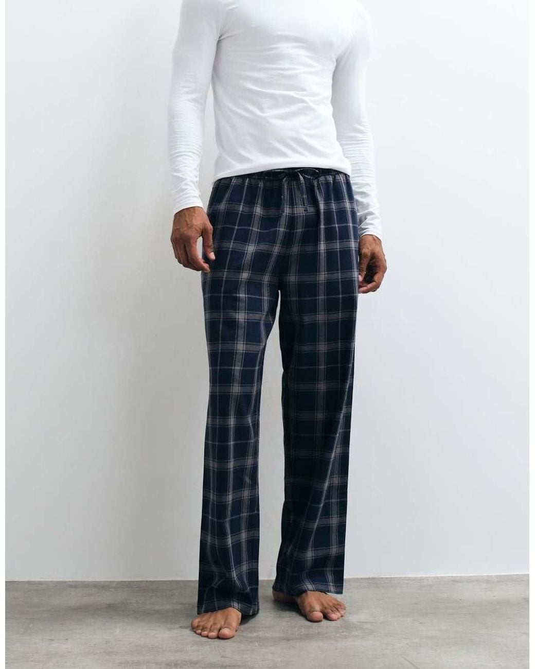 ASOS White Relaxed Lounge Bottoms With Plaid for men
