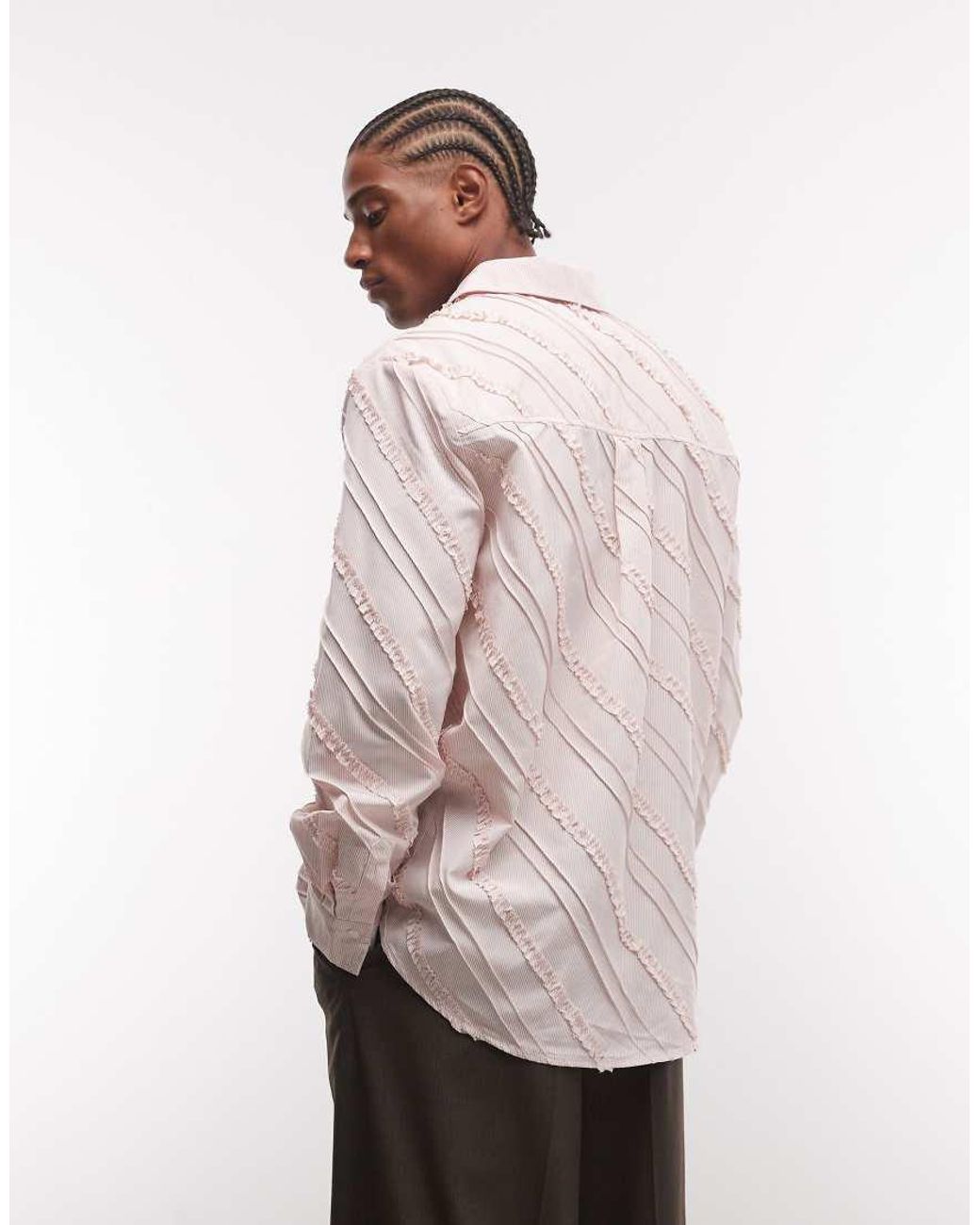 Sister Jane Pink Unisex Bias Cut Asymmetric Ruffle Detail Shirt