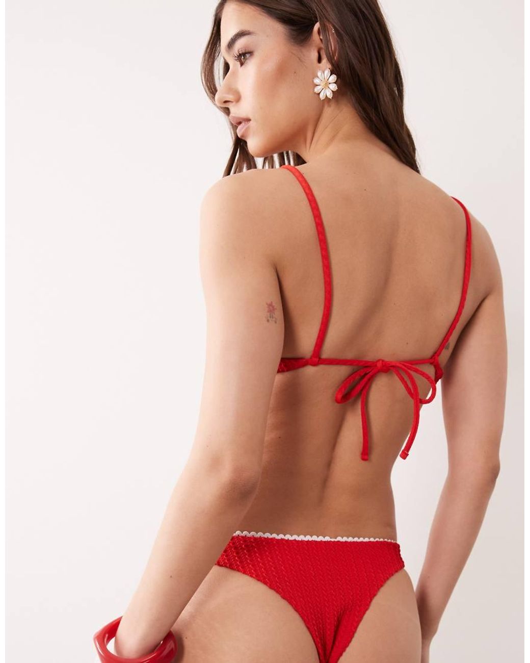 Wild Lovers Red Textu Bikini Bottoms With Trim