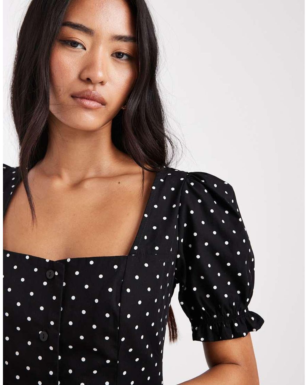 Miss Selfridge Black Puff Sleeve Mini Dress