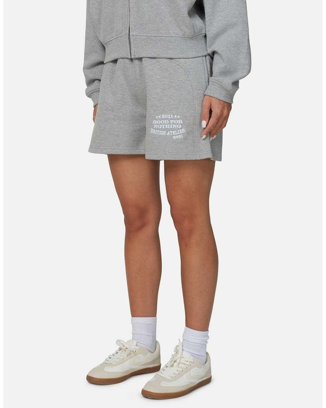 Good For Nothing Gray Baggy Shorts With Embroidered Logo