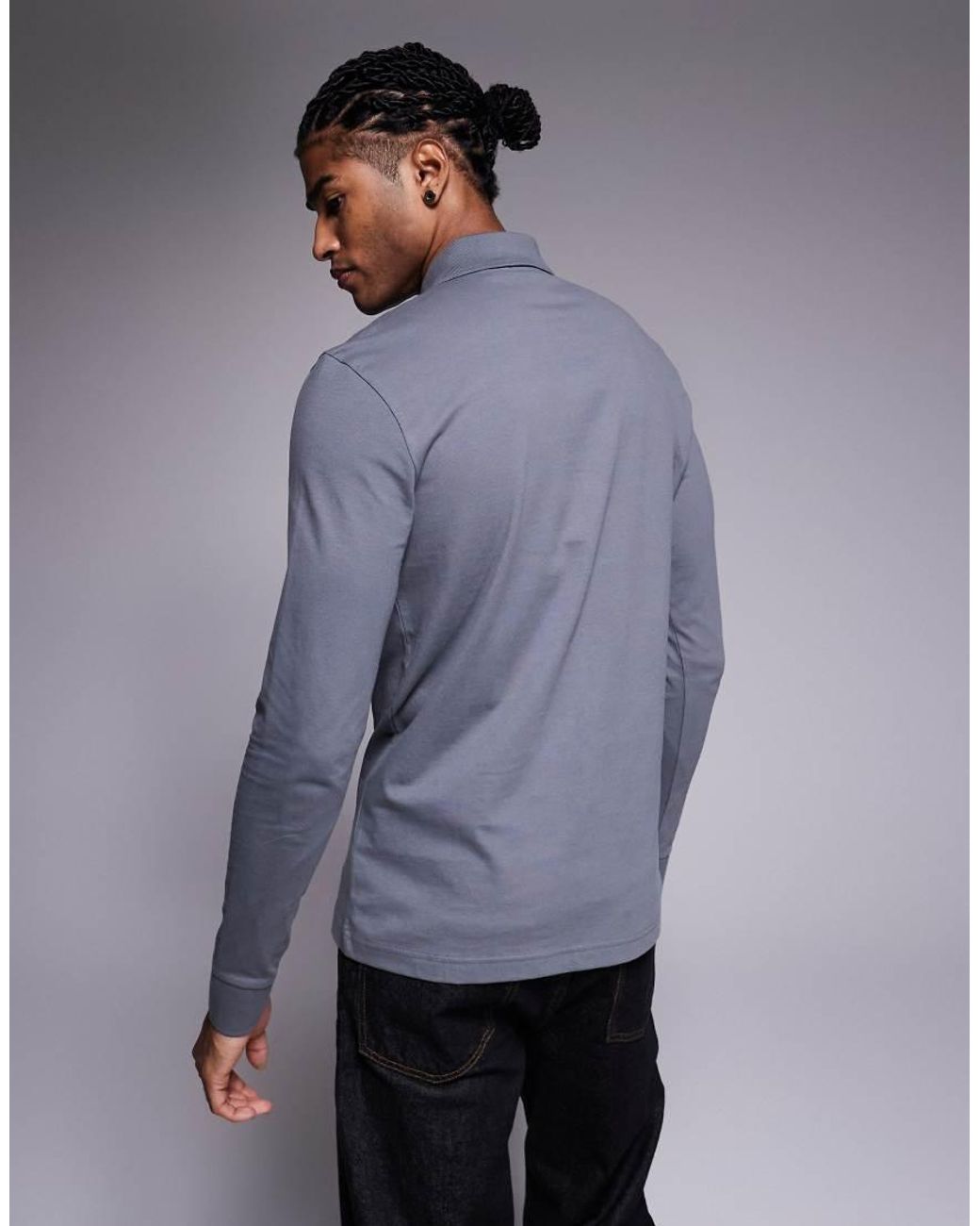 Boss Gray Passerby Long Sleeve Polo Shirt for men