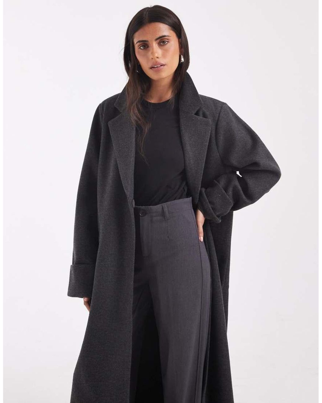 Noisy May Black Wool Look Maxi Overcoat
