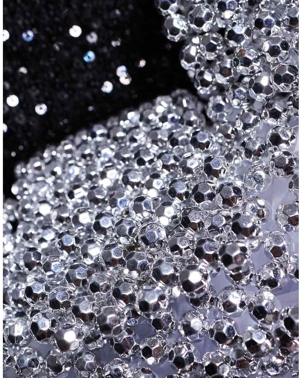 ASOS Gray Metallic Beaded Clutch Purse