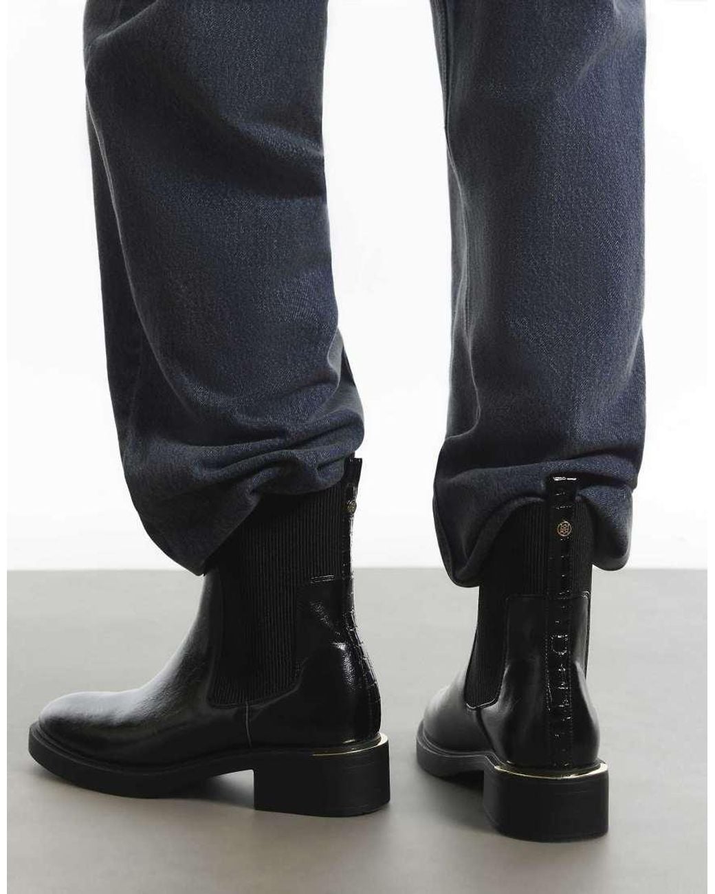 River Island Black Faux Leather Ankle Boots