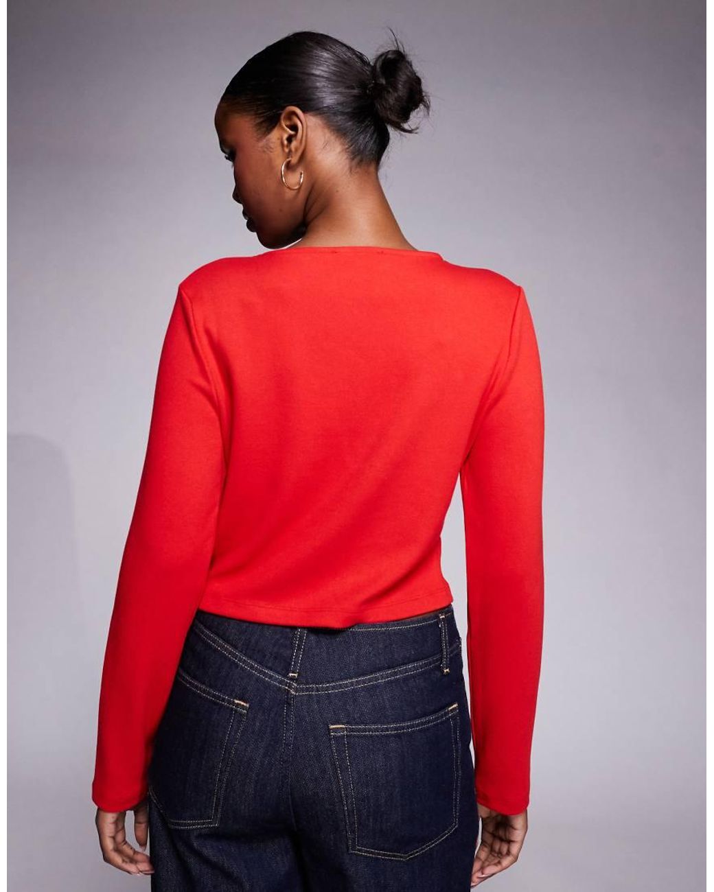 River Island Red Cropped Cardigan With Heart Buttons