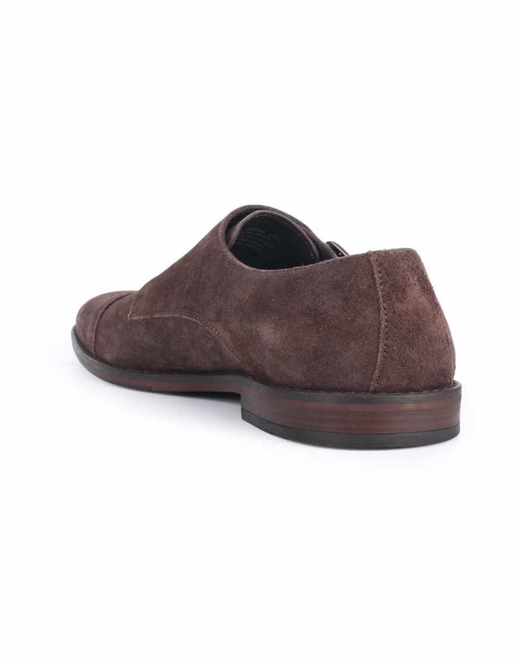 Thomas Crick Brown Aubry Suede Leather Double Monk Strap Shoes for men