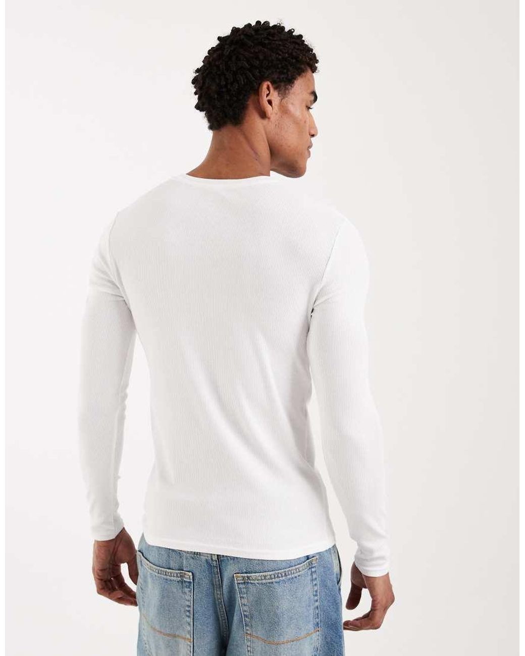 ASOS White Essentials Muscle Fit Long Sleeve T-Shirt for men