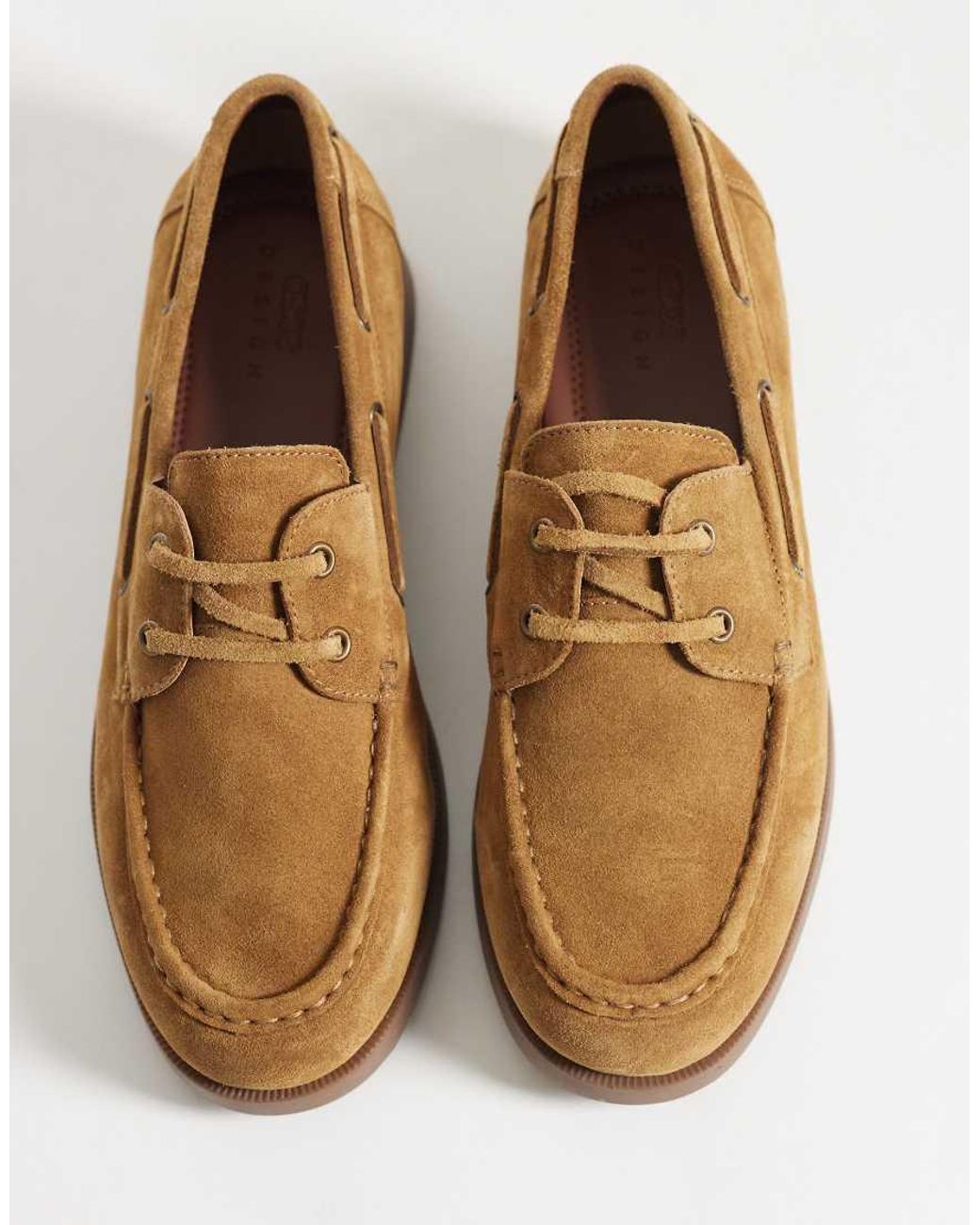 ASOS White Lace Up Boat Shoe With Gum Sole for men