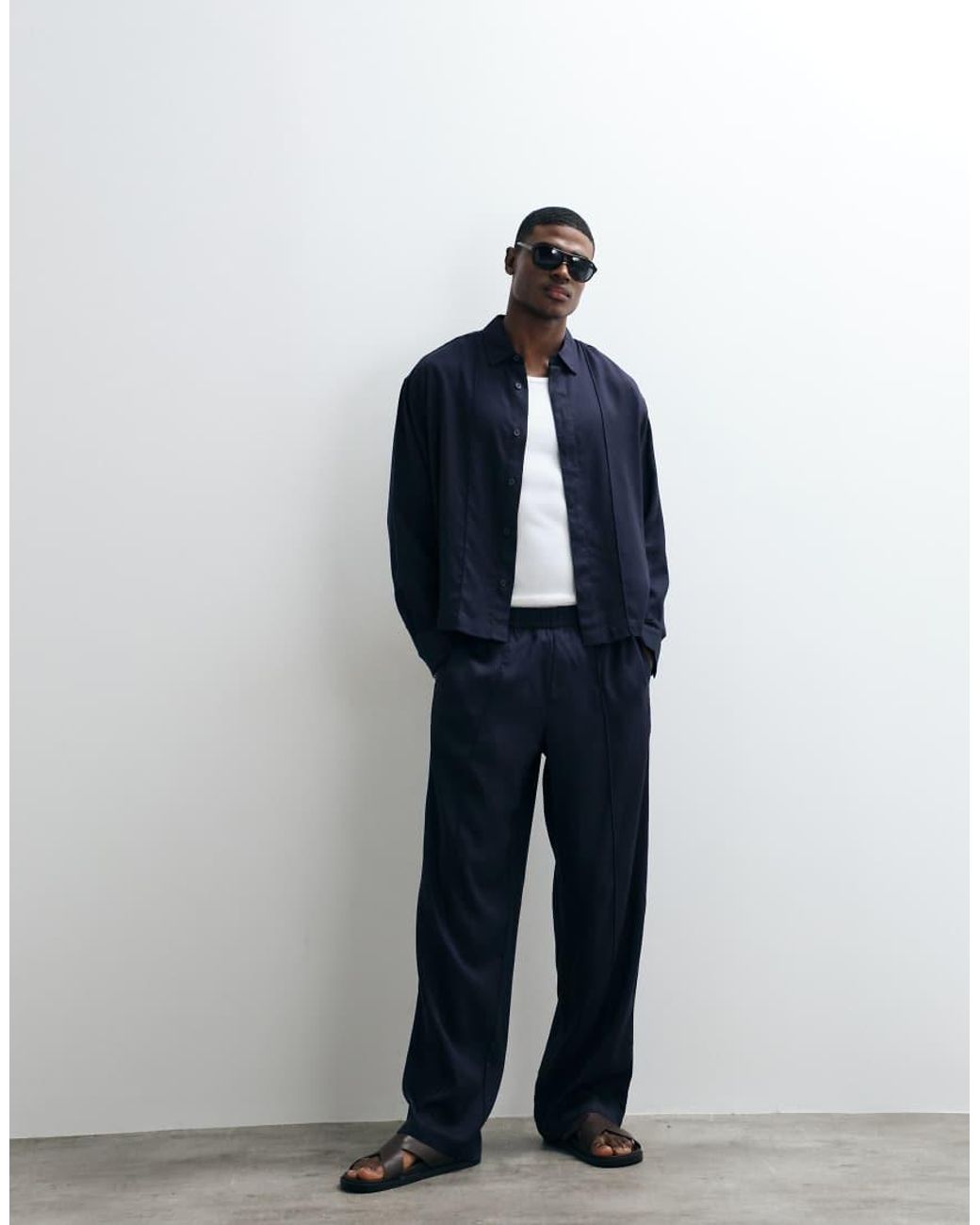 ASOS Blue Premium Boxy Oversized Shirt for men