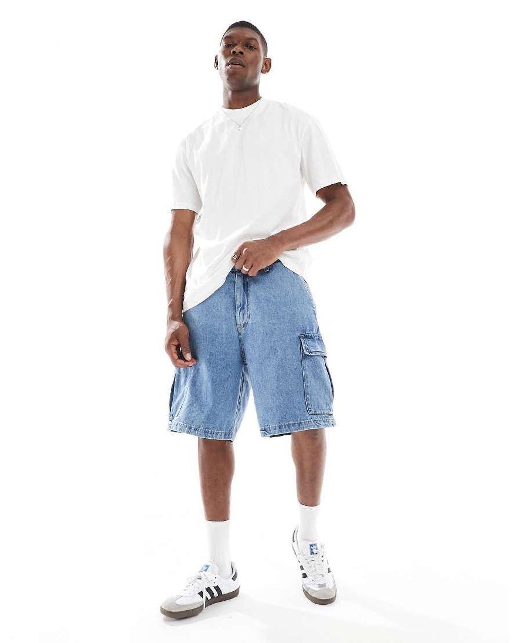Jack & Jones baggy Cargo Denim Short in Blue for Men | Lyst UK