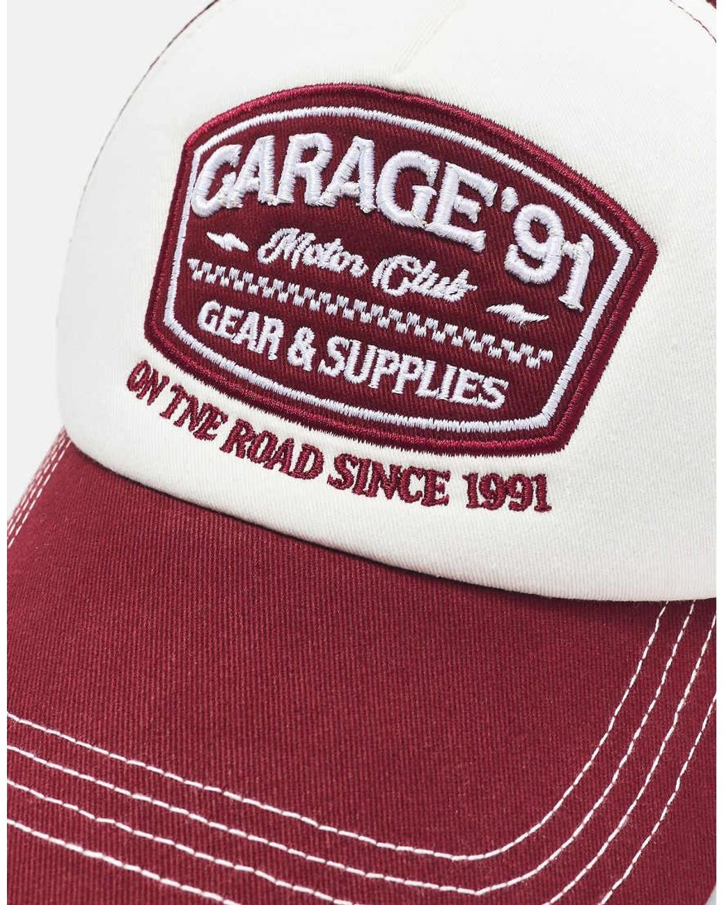 Pull&Bear Pink Garage'91 Trucker Cap for men