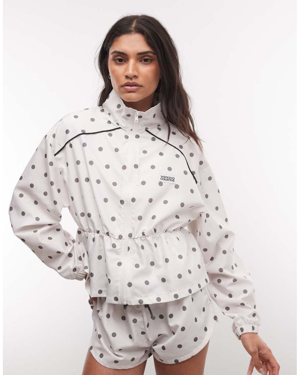 ASOS Gray Weekend Collective Nylon Track Funnel Neck Jacket With Peplum Detail
