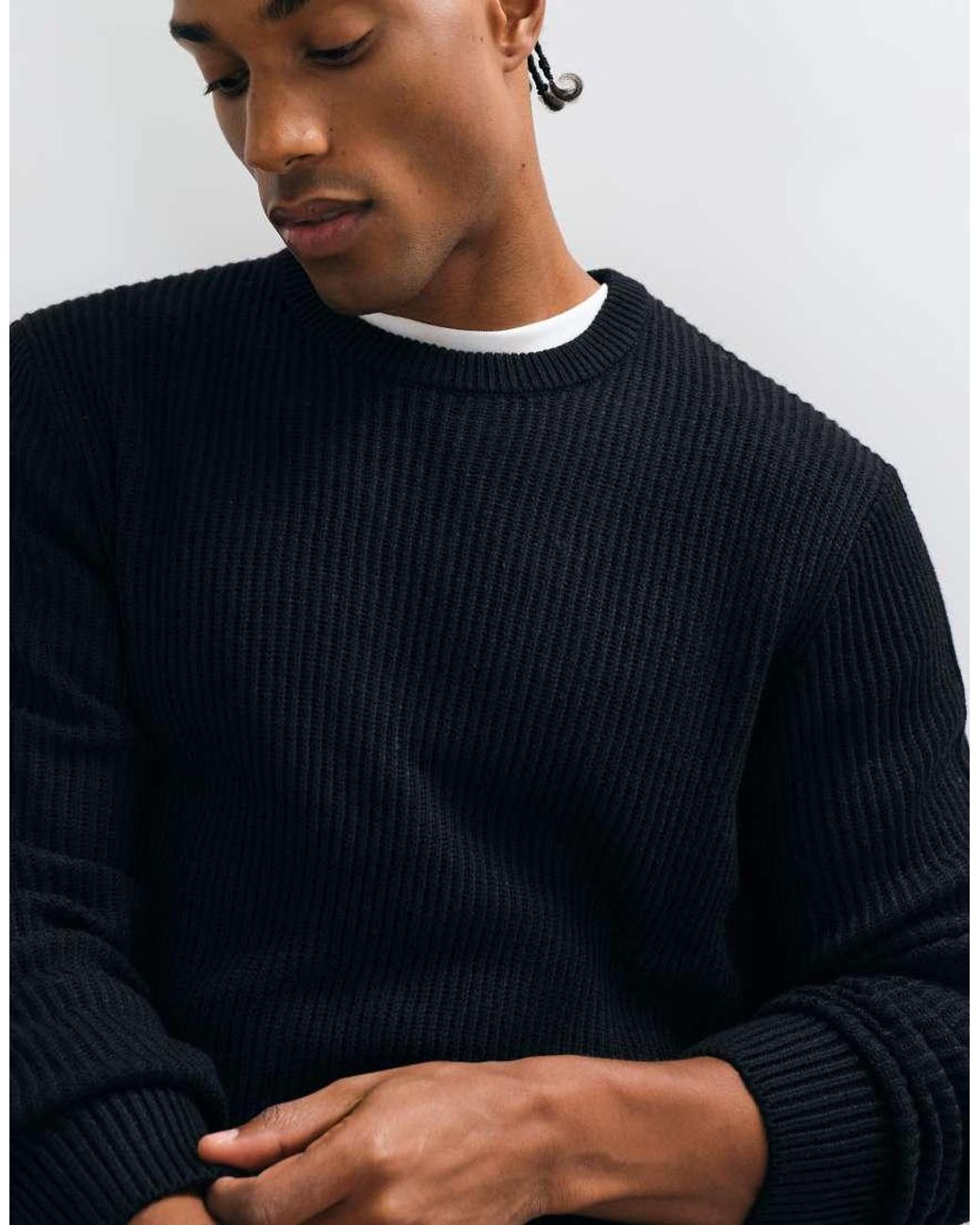 Jack & Jones Blue Fine Rib Jumper for men