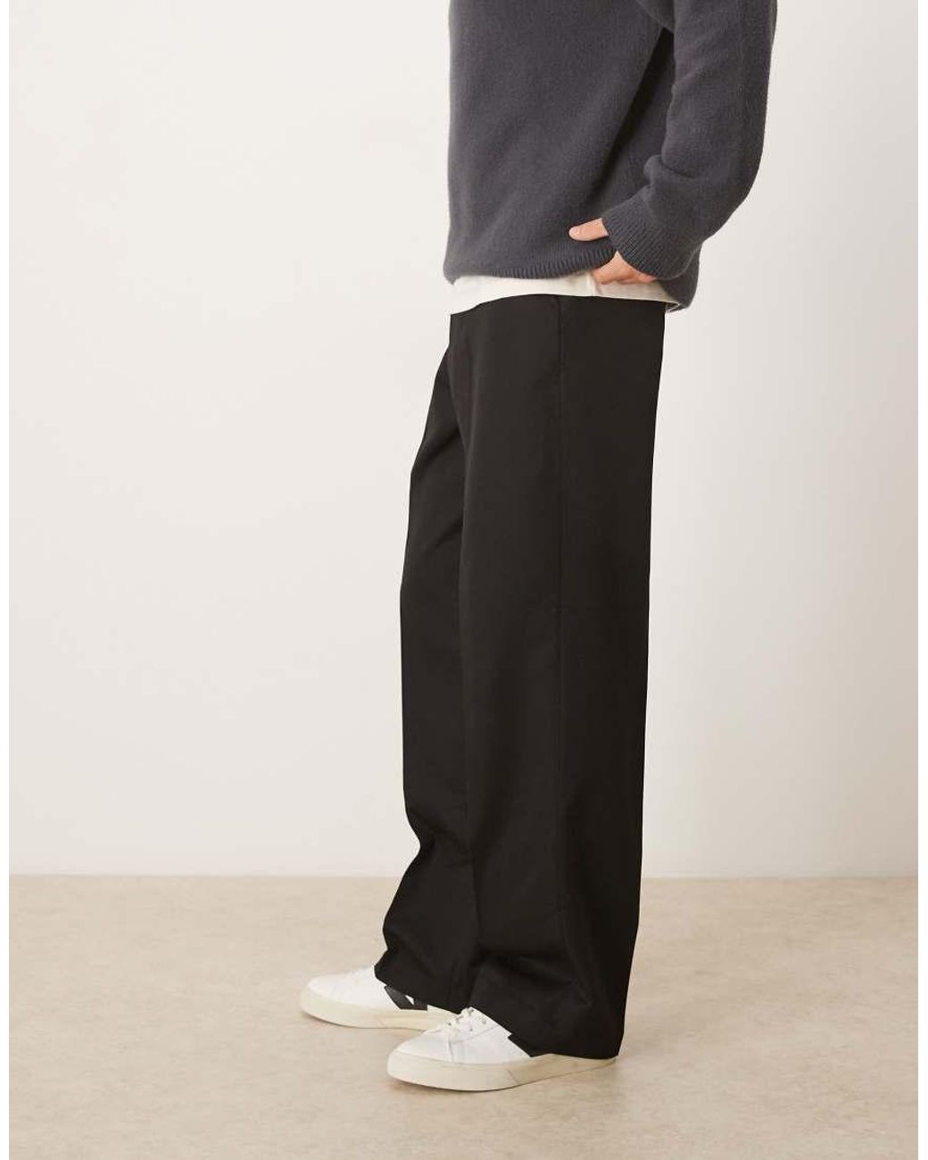 ASOS Black Smart Wide Leg Trousers for men
